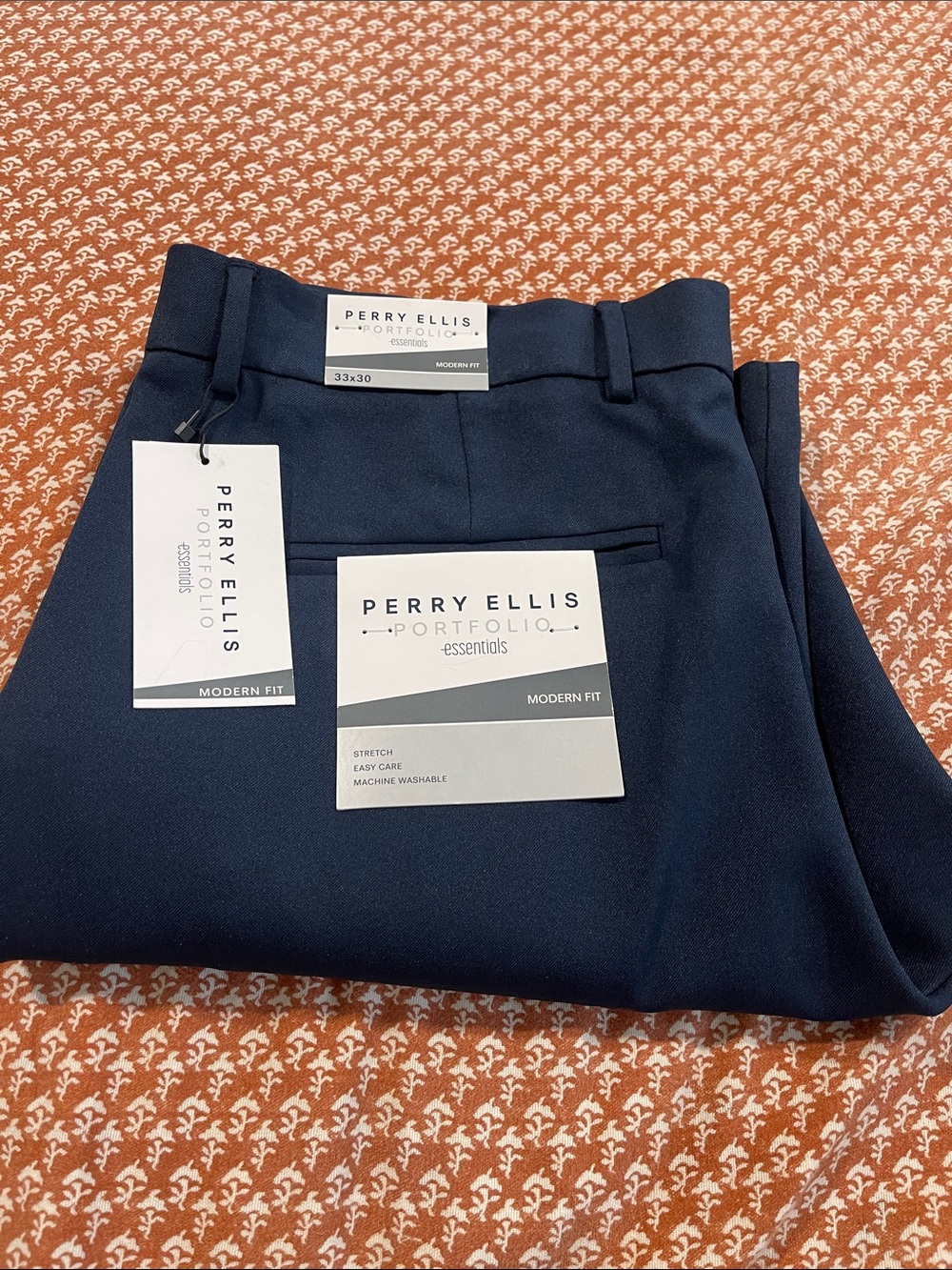 Perry Ellis Navy Modern Fit Dress Pants